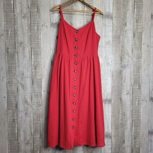 Reitmans Signature Elegant Red Button-Down Dress. Cotton Blend. Size Large